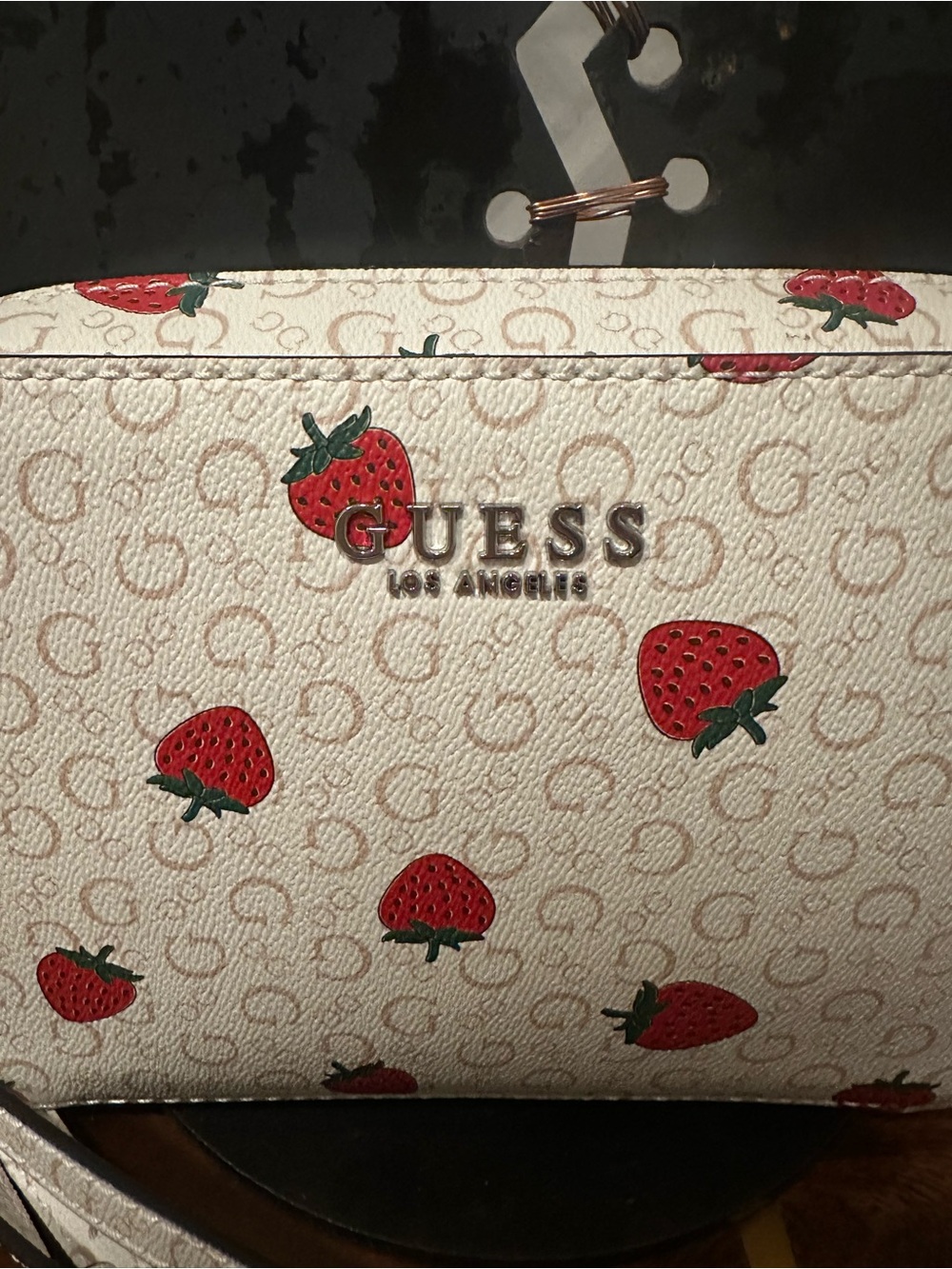 Guess Layla Strawberry Print Crossbody Bag White Red Summer Purse - Picture 6 of 12